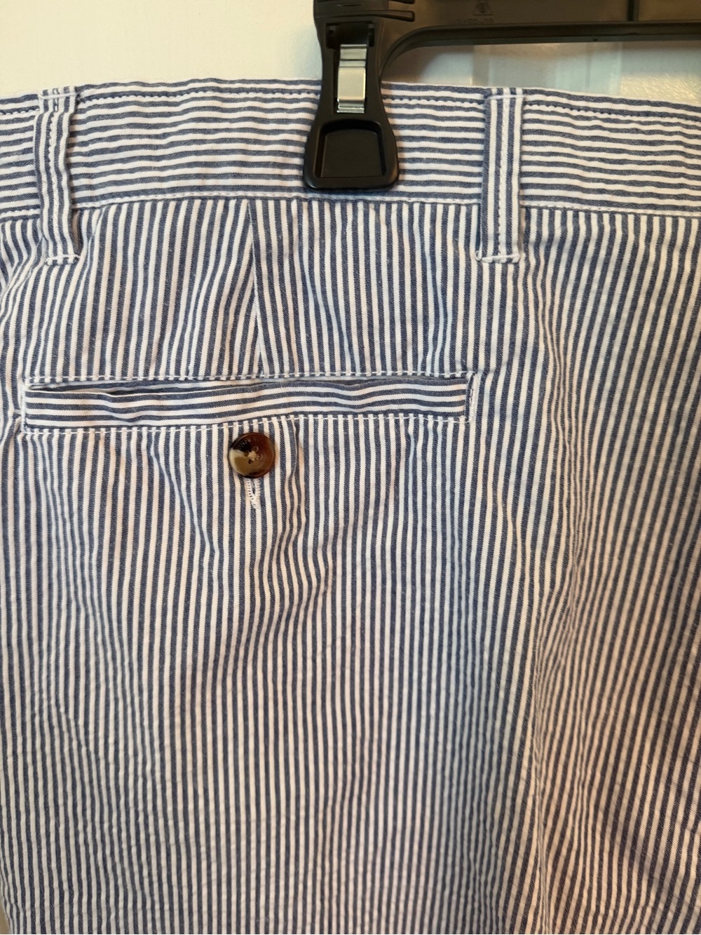 Men's Blue Pinstripe Cotton Shorts - Picture 6 of 10